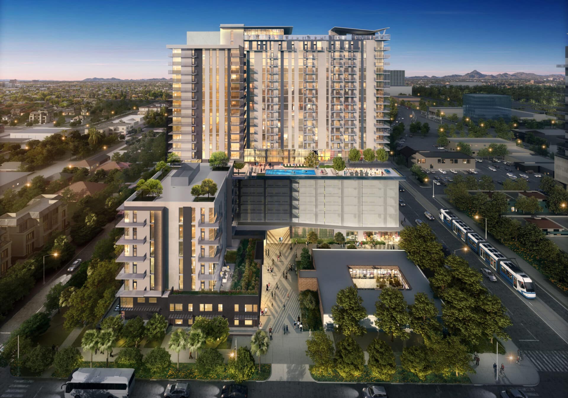 Exterior view of Saiya apartments for rent in Phoenix