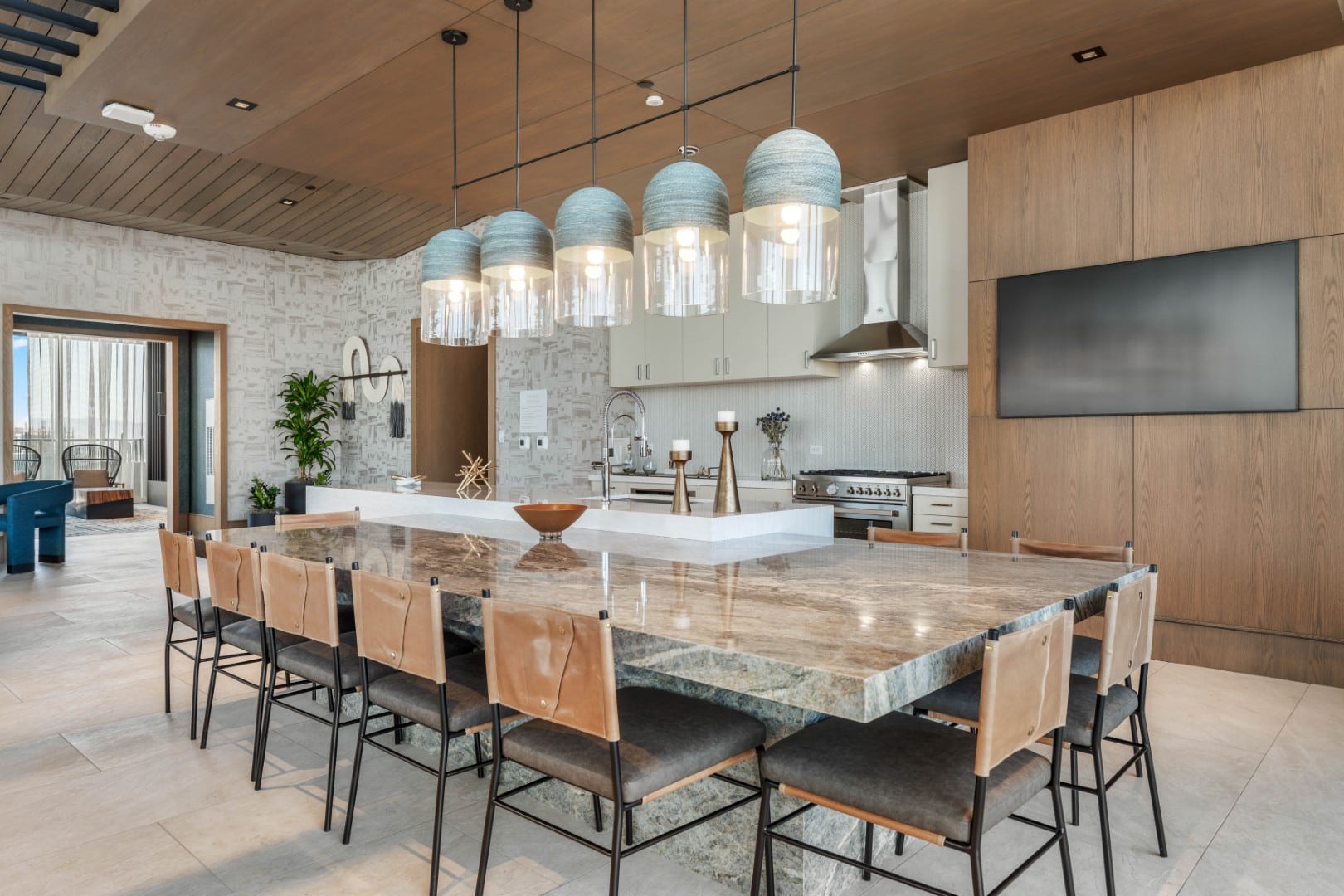 Rooftop lounge with a firepit at Saiya apartments in Phoenix